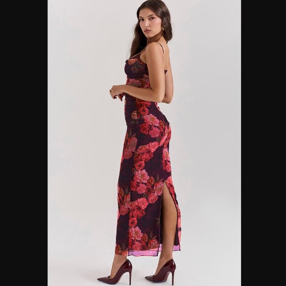 House of CB Floral Maxi Dress - Red and Black - Picture 3 of 7